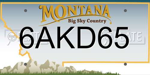 6AKD65 Montana License Plate
