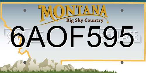 6AOF595 Montana License Plate