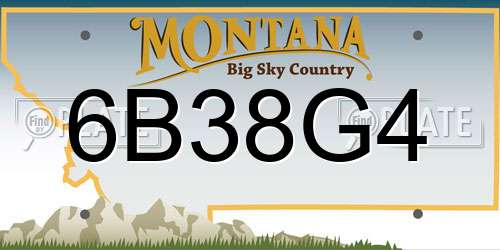 6B38G4 Montana License Plate