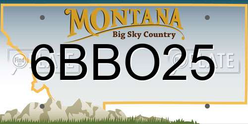 6BBO25 Montana License Plate
