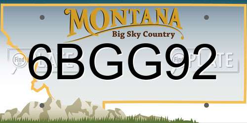 6BGG92 Montana License Plate