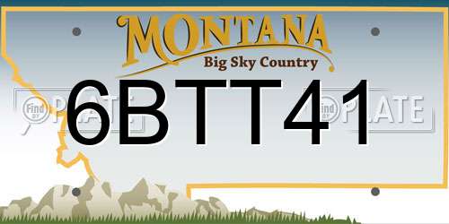 6BTT41 Montana License Plate
