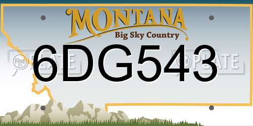 6DG543 Montana License Plate
