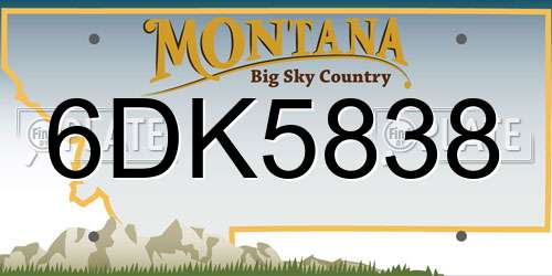 6DK5838 Montana License Plate