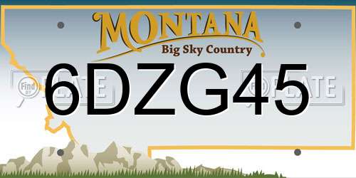 6DZG45 Montana License Plate