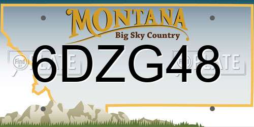 6DZG48 Montana License Plate