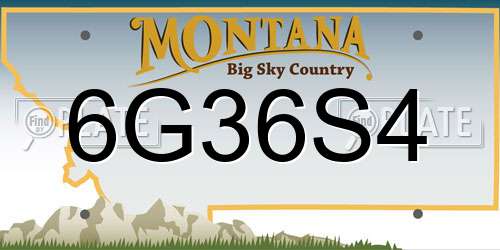 6G36S4 Montana License Plate