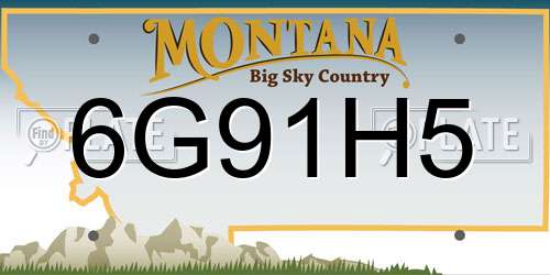 6G91H5 Montana License Plate