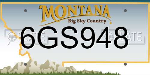 6GS948 Montana License Plate