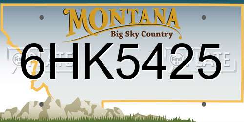 6HK5425 Montana License Plate