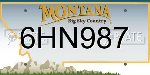 6HN987 Montana License Plate