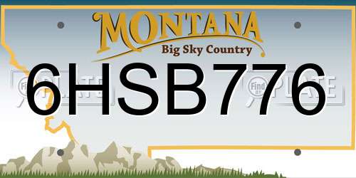 6HSB776 Montana License Plate
