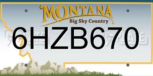 6HZB670 Montana License Plate