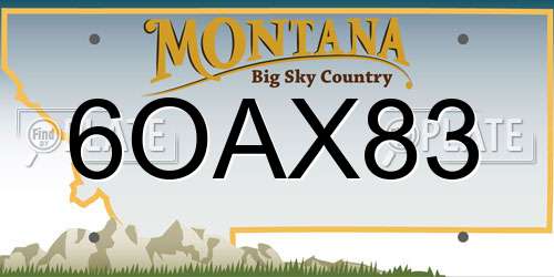 6OAX83 Montana License Plate