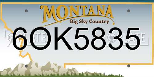 6OK5835 Montana License Plate