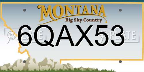 6QAX53 Montana License Plate