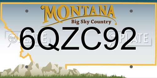 6QZC92 Montana License Plate