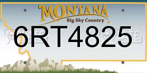 6RT4825 Montana License Plate
