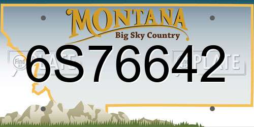 6S76642 Montana License Plate