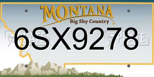 6SX9278 Montana License Plate