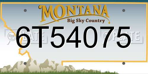 6T54075 Montana License Plate