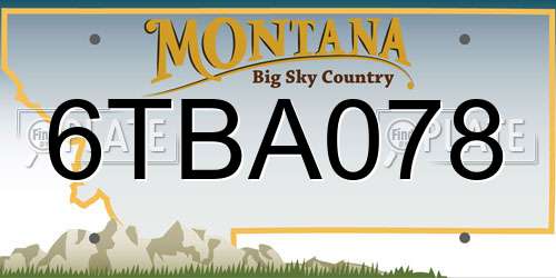 6TBA078 Montana License Plate