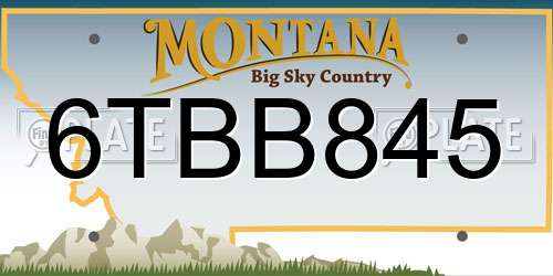 6TBB845 Montana License Plate