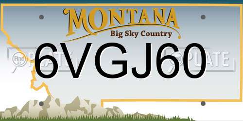 6VGJ60 Montana License Plate