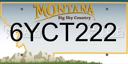 6YCT222 Montana License Plate