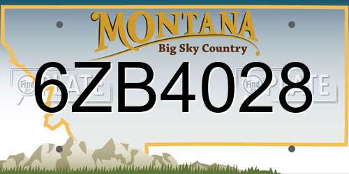 6ZB4028 Montana License Plate