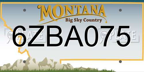6ZBA075 Montana License Plate