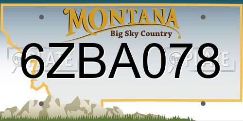 6ZBA078 Montana License Plate
