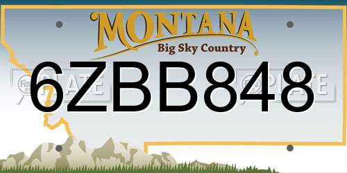 6ZBB848 Montana License Plate