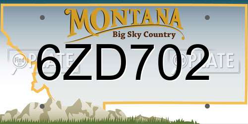 6ZD702 Montana License Plate