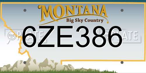 6ZE386 Montana License Plate