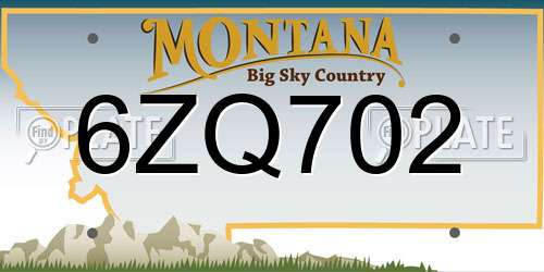 6ZQ702 Montana License Plate