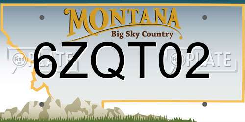 6ZQT02 Montana License Plate