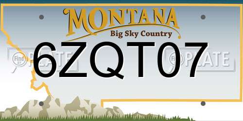 6ZQT07 Montana License Plate