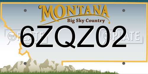 6ZQZ02 Montana License Plate