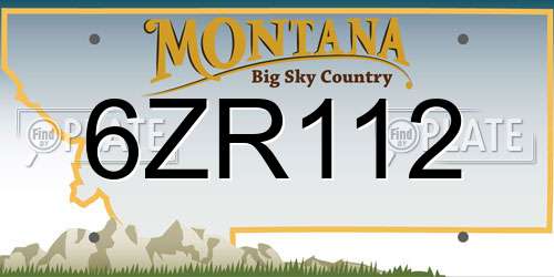 6ZR112 Montana License Plate