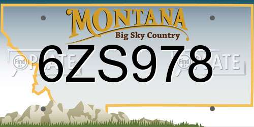 6ZS978 Montana License Plate