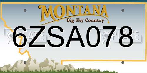 6ZSA078 Montana License Plate