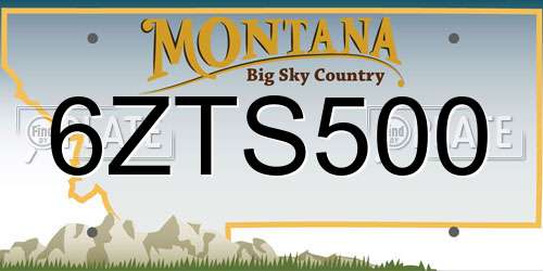 6ZTS500 Montana License Plate