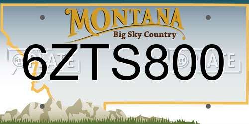 6ZTS800 Montana License Plate