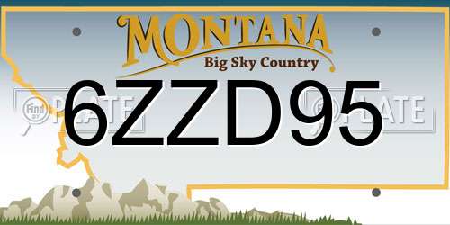 6ZZD95 Montana License Plate