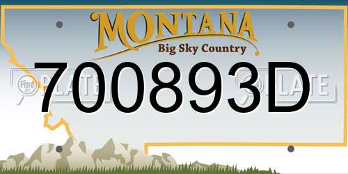 700893D Montana License Plate