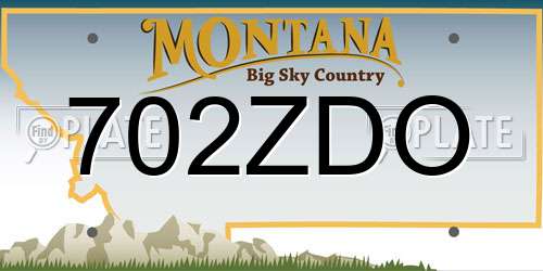 702ZDO Montana License Plate