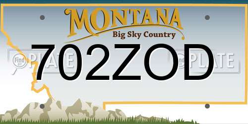 702ZOD Montana License Plate