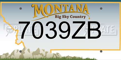 7039ZB Montana License Plate
