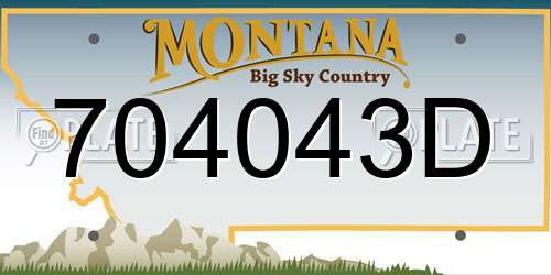 704043D Montana License Plate